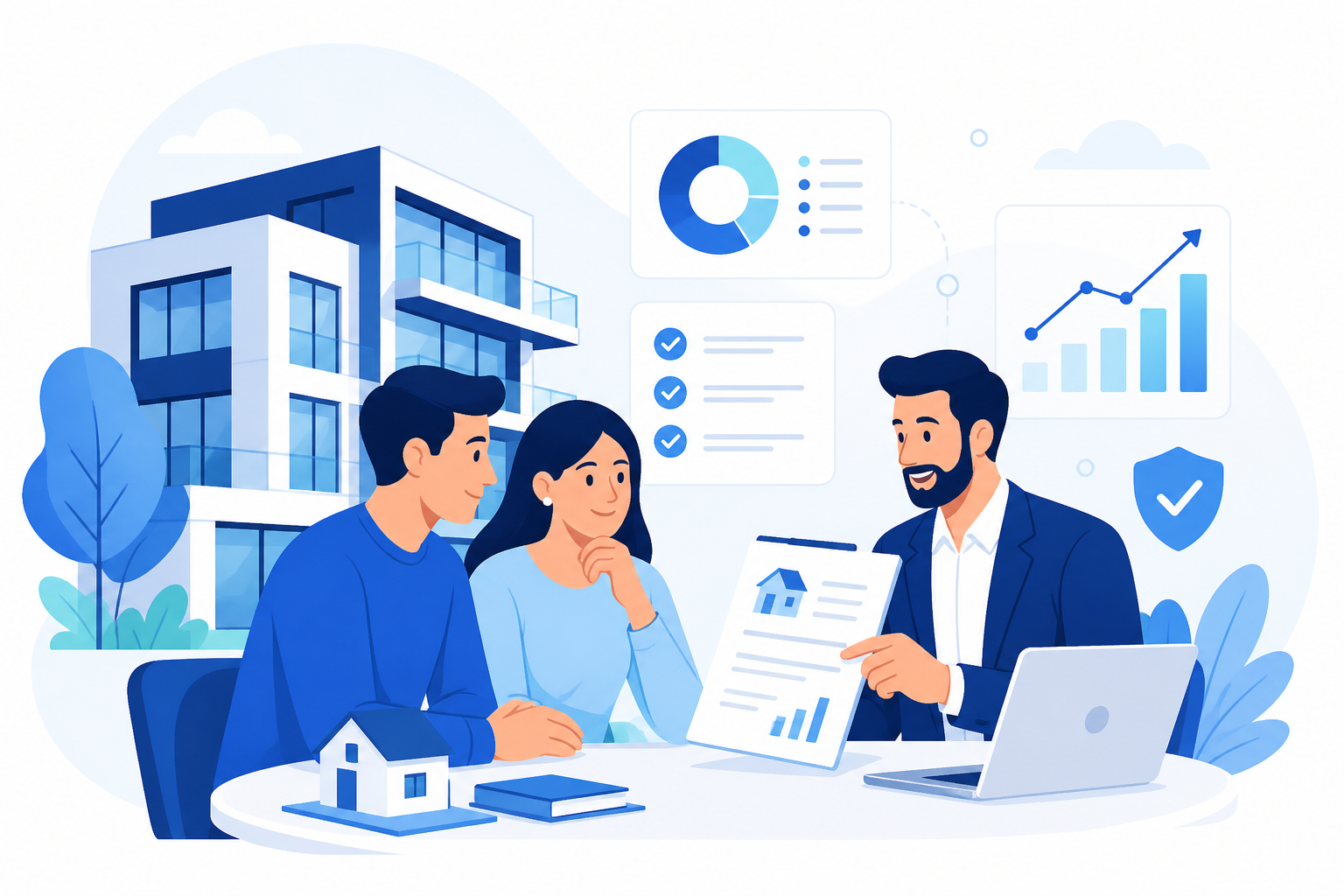 Ilustración de evaluación hipotecaria para equipos inmobiliarios y financieros